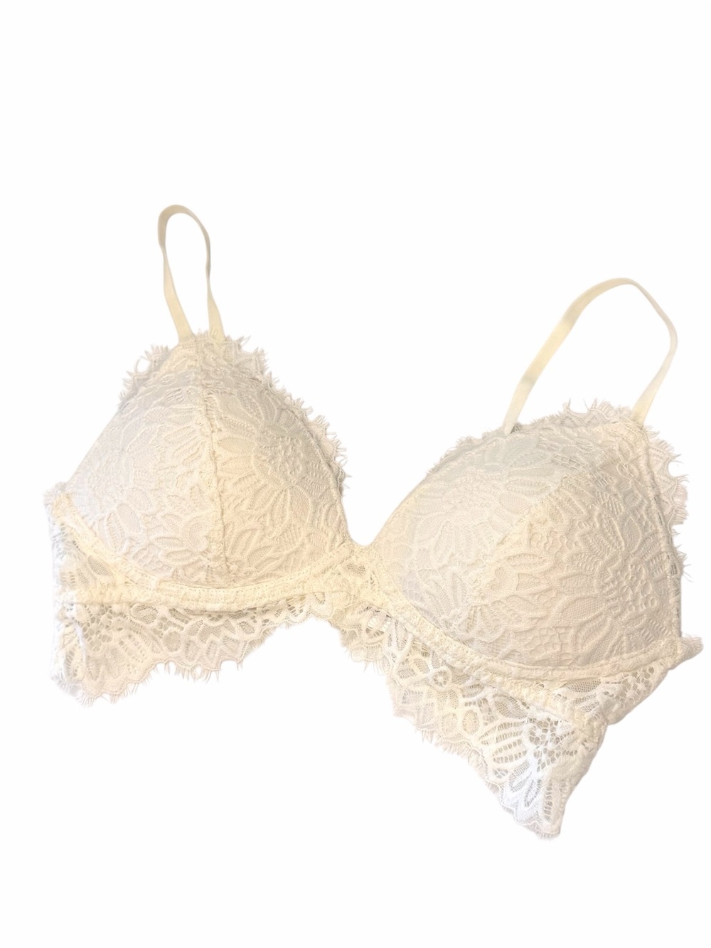 Mae Bra‎ Bralette Lace Edge Ivory Color Small Lightly Padded NWOT Feminine